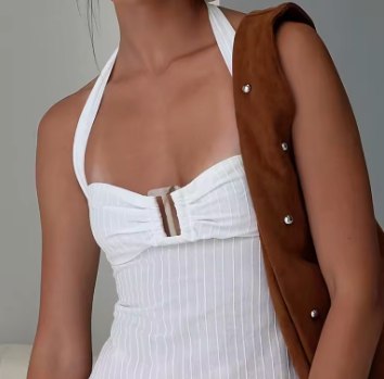 Pleated Lace Up Halter