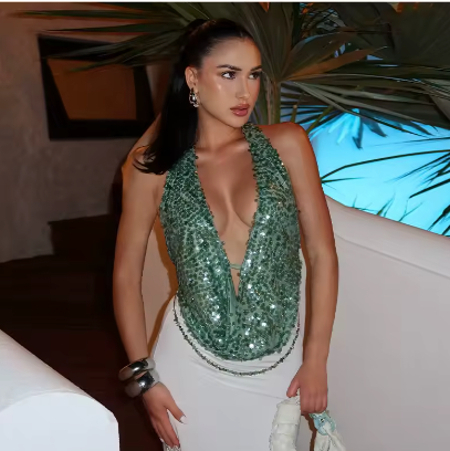 Y2K Halter Sequin Shirt Ibiza Party