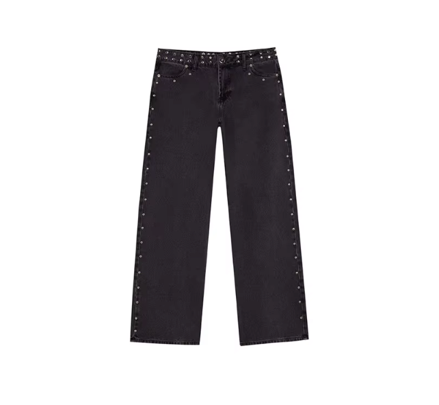 High Street Fashion Straight Patched Jean