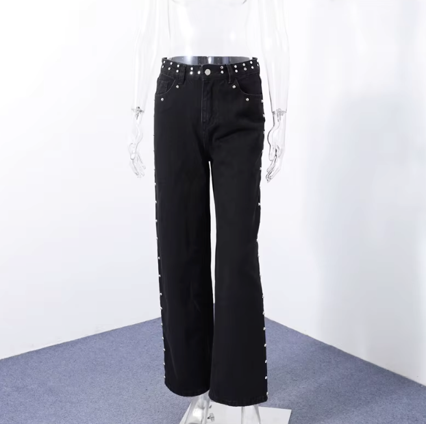 High Street Fashion Straight Patched Jean