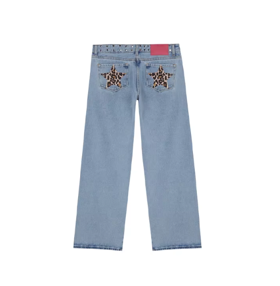 High Street Fashion Straight Patched Jean