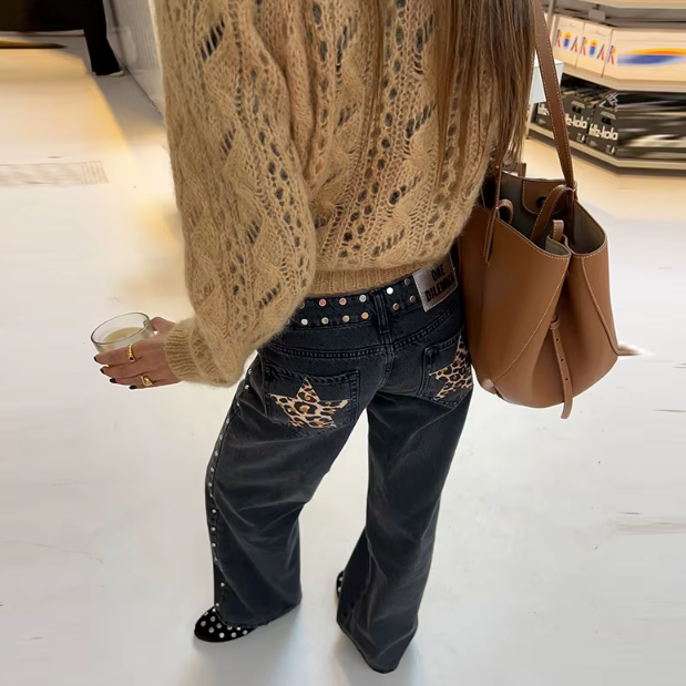 High Street Fashion Straight Patched Jean
