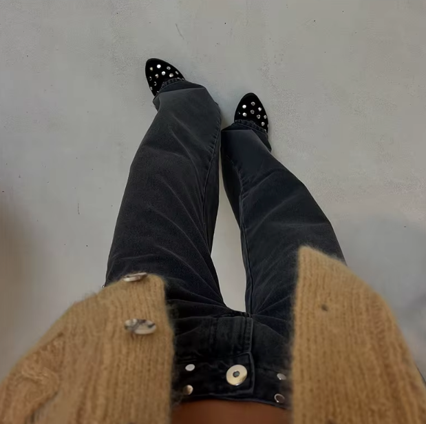 High Street Fashion Straight Patched Jean