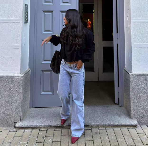 High Street Fashion Straight Patched Jean