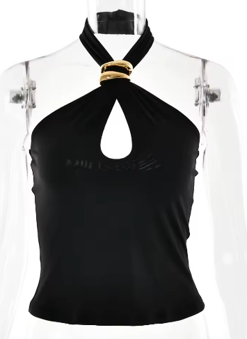 Backless Metal Ring Classy Halter