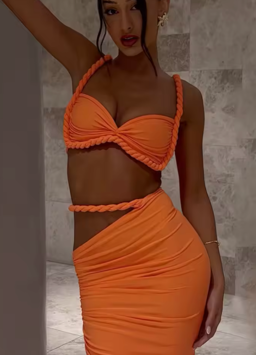 Bandaged Ruched 2 Piece Set