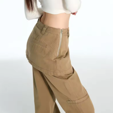 High Fashion Fake 2 Piece Cargo Jeans