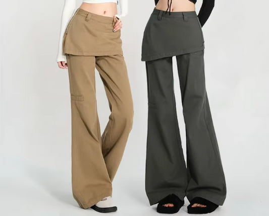 High Fashion Fake 2 Piece Cargo Jeans