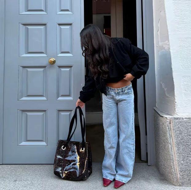 High Street Fashion Straight Patched Jean