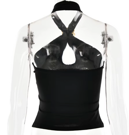 Backless Metal Ring Classy Halter